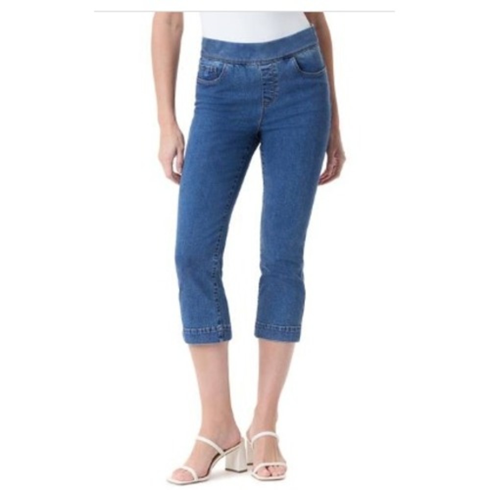 Gloria Vanderbilt Pull On Amanda Capri Stretch Jeans 12 Crop Slimming